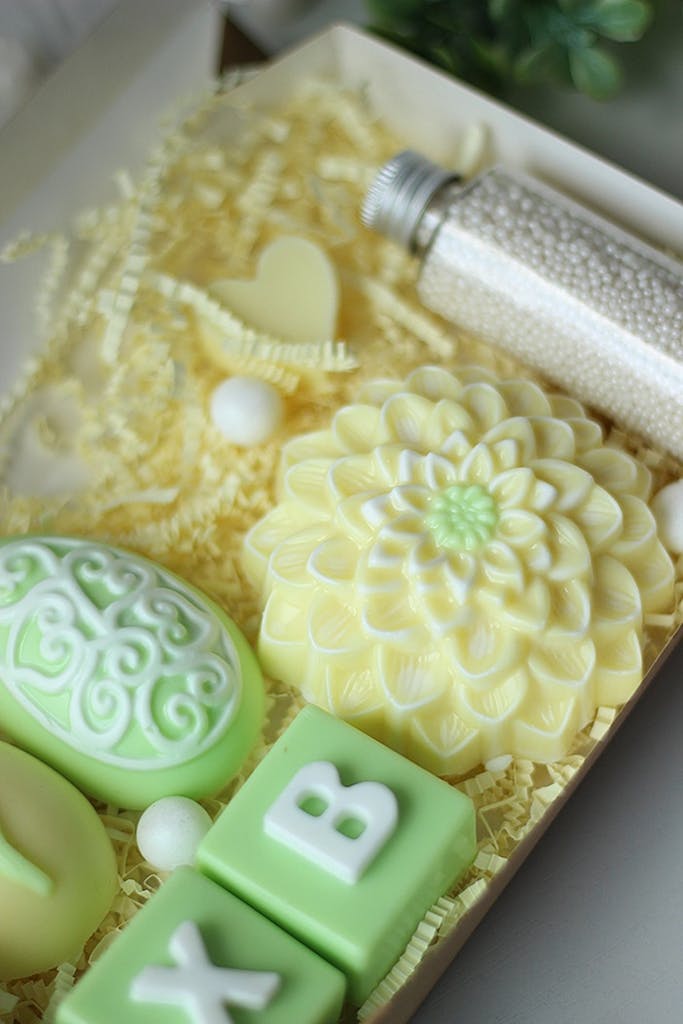 A beautifully crafted soap gift box featuring floral patterns and pastel colors, perfect for special occasions.